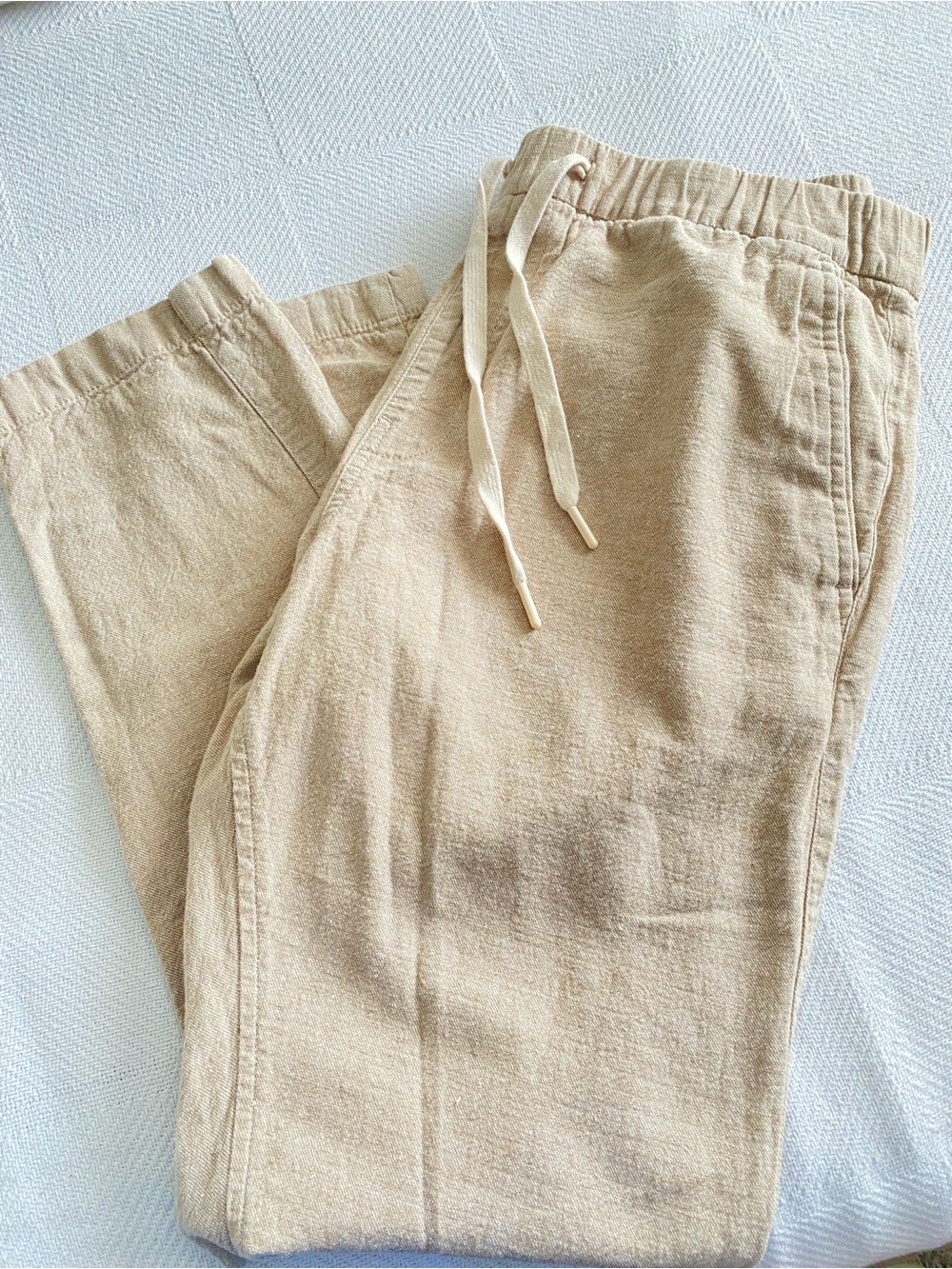 New Express Women’s Linen Drawstring Cargo Like Pants Size M